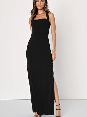 Lulus Glamorous Dedication Black Sleeveless Column Maxi Dress - Size M
